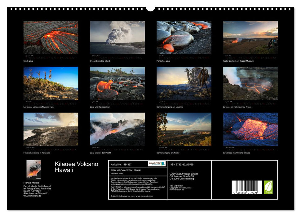 Volcan Kilauea Hawaii – Sur les traces de la déesse du feu Pelé (Calvendo Premium Wall Calendar 2024) 