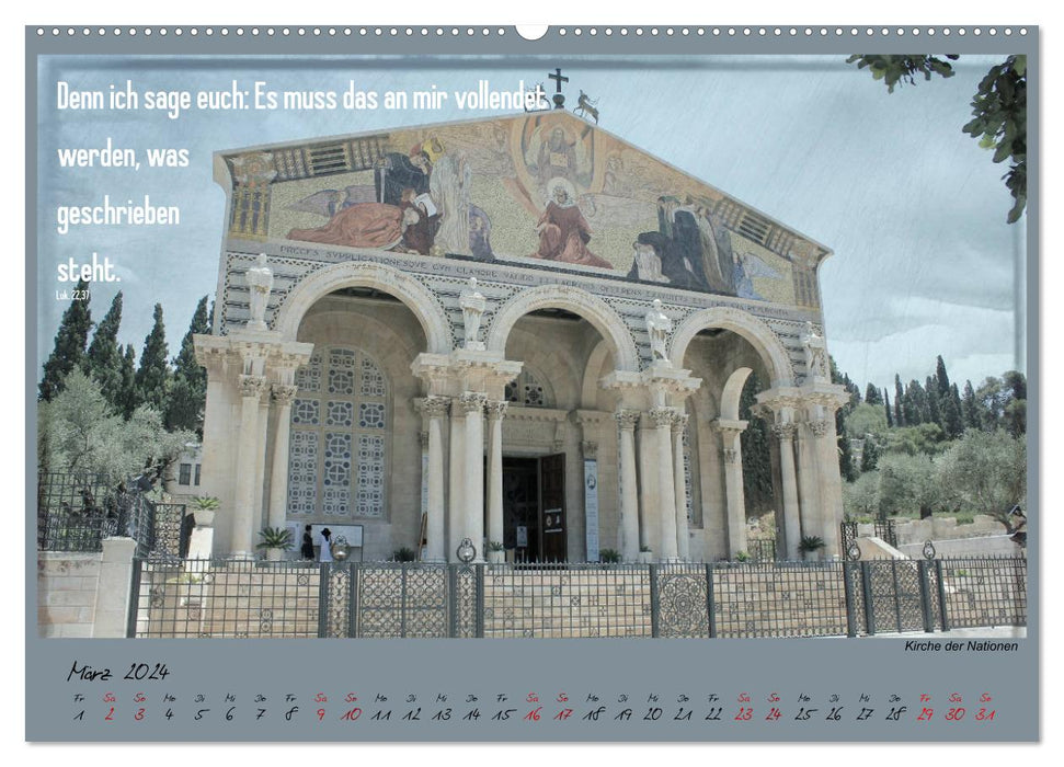 With the Bible in hand through the Holy Land - Jerusalem (CALVENDO wall calendar 2024) 