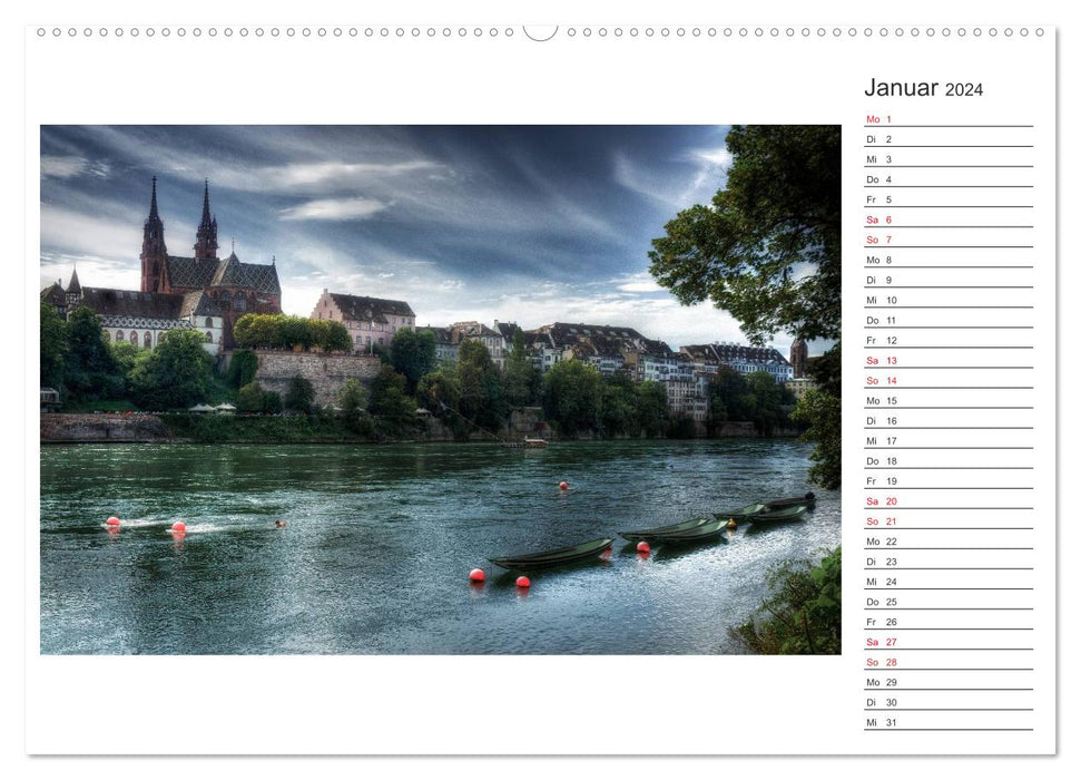 Basel, a city on the Rhine (CALVENDO Premium Wall Calendar 2024) 