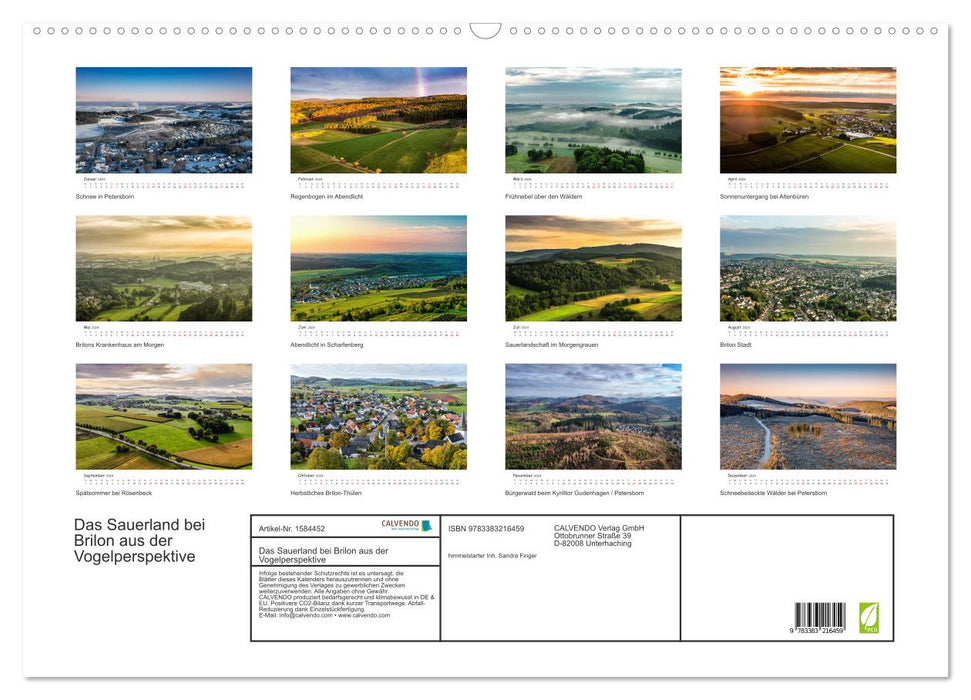 Das Sauerland bei Brilon aus der Vogelperspektive (CALVENDO Wandkalender 2024)