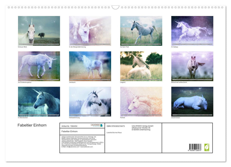 Licorne animal mythique (Calendrier mural CALVENDO 2024) 