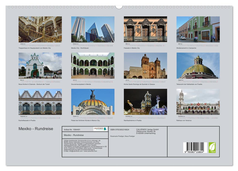 Mexique - Aller-retour (Calvendo Premium Wall Calendar 2024) 