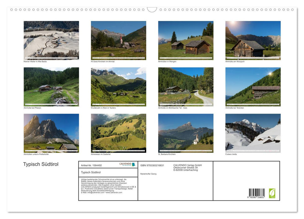 Typically South Tyrol (CALVENDO wall calendar 2024) 