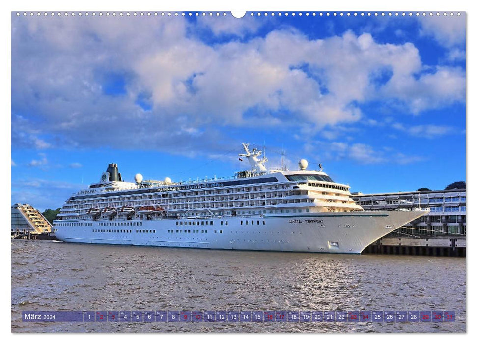 Cruise ships visiting Hamburg (CALVENDO Premium Wall Calendar 2024) 