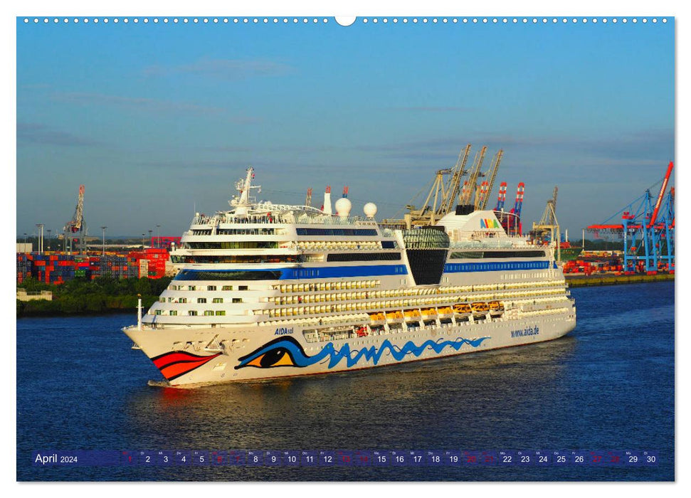 Kreuzfahrtschiffe zu Gast in Hamburg (CALVENDO Premium Wandkalender 2024)
