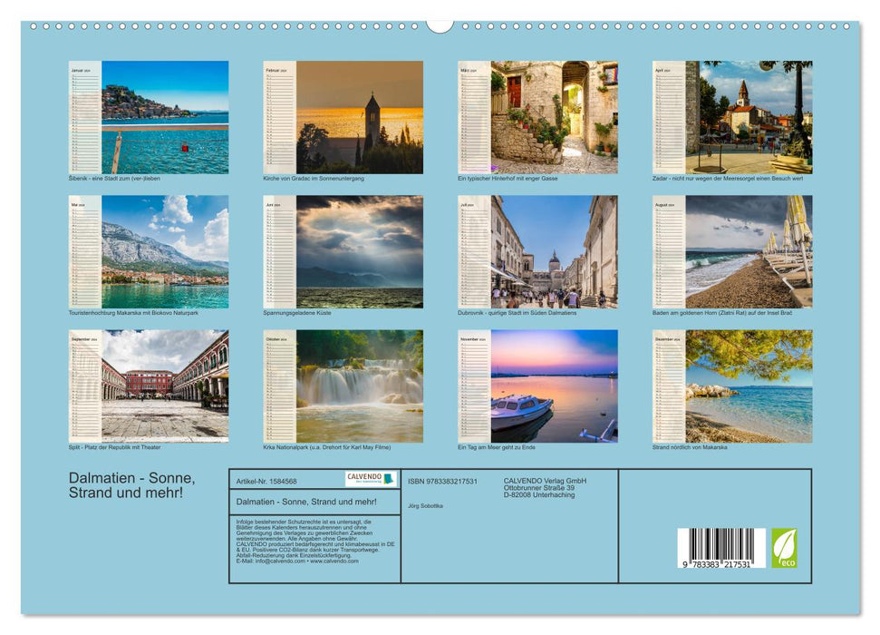 Dalmatien - Sonne, Strand und mehr (CALVENDO Premium Wandkalender 2024)