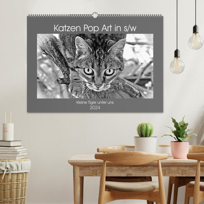 Cats Pop Art in b/w - Little Tigers Among Us (CALVENDO Wall Calendar 2024) 