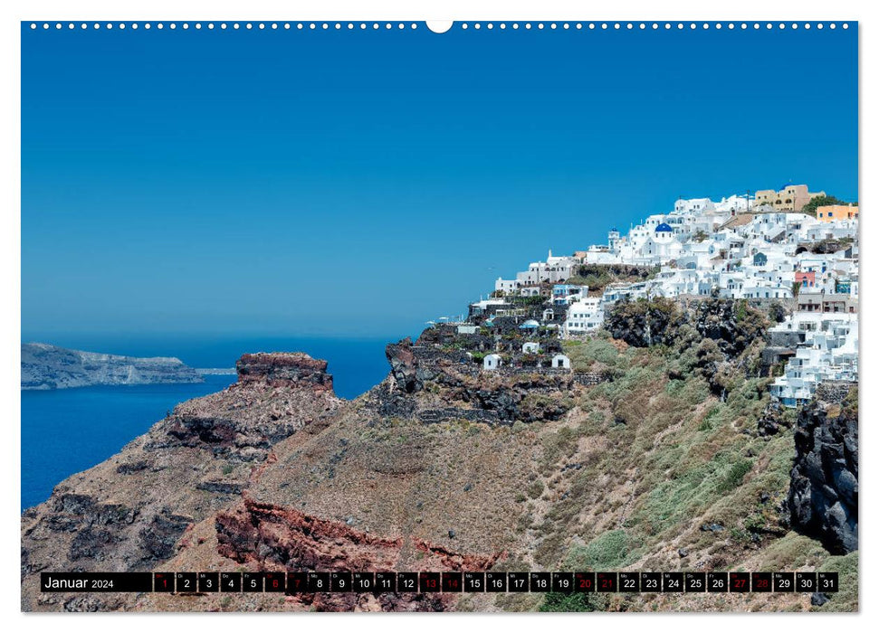 Santorini - Perle in der Ägais (CALVENDO Premium Wandkalender 2024)