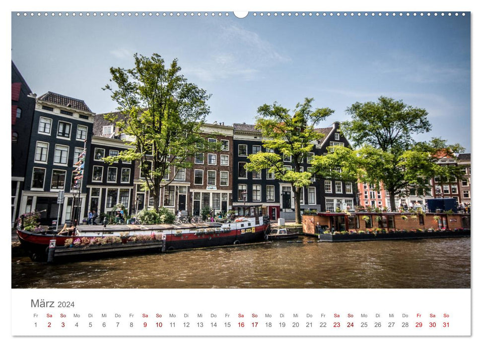 Amsterdam - Wasserstraßen und Grachten (CALVENDO Premium Wandkalender 2024)