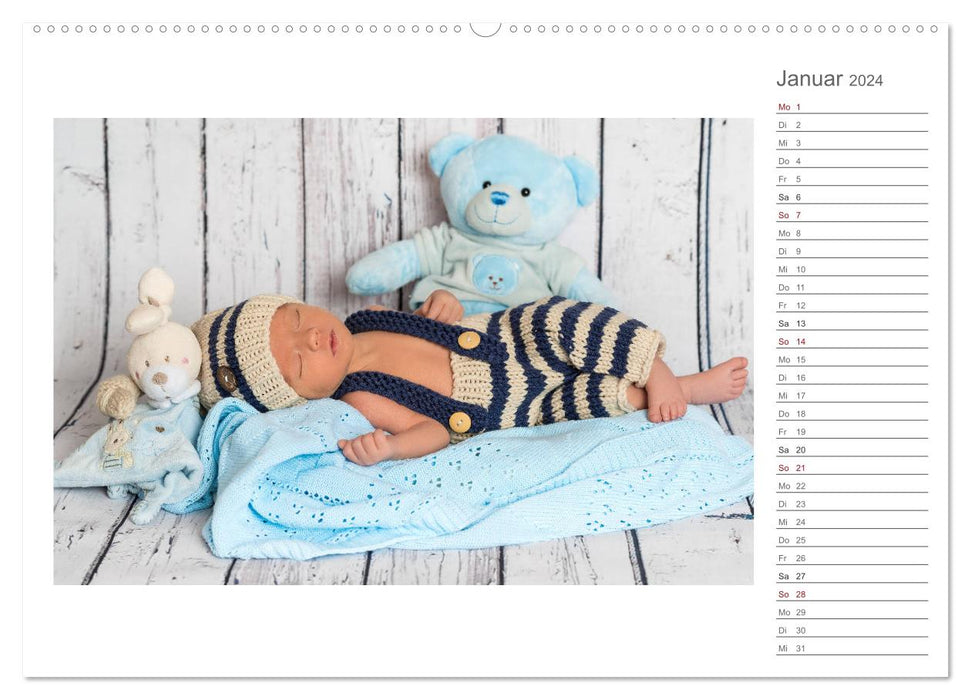 Aller Anfang ist klein - Babykalender mit Noah (CALVENDO Premium Wandkalender 2024)