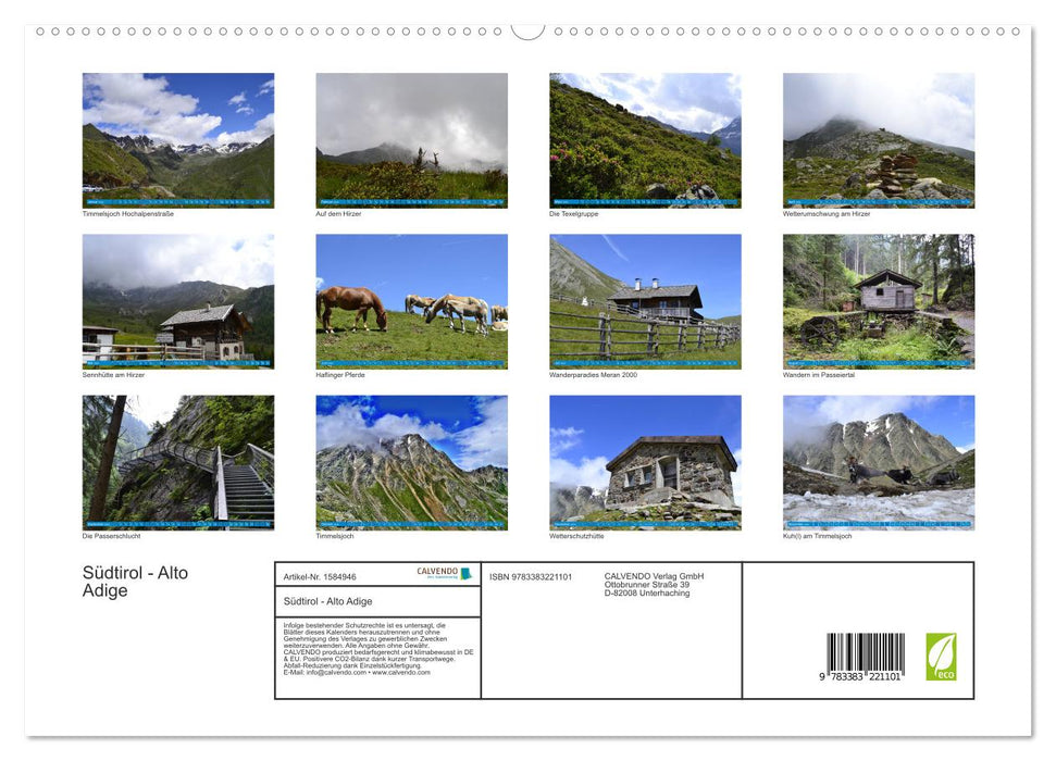 Tyrol du Sud - Haut Adige ...donne envie d'aller à la montagne (Calendrier mural CALVENDO Premium 2024) 