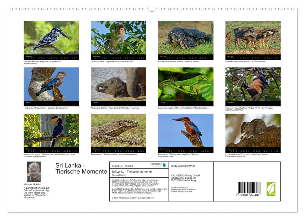 Sri Lanka – Moments animaux (Calvendo Premium Calendrier mural 2024) 