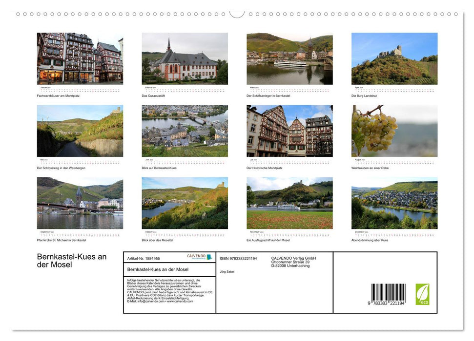 Bernkastel-Kues sur la Moselle (Calendrier mural CALVENDO Premium 2024) 