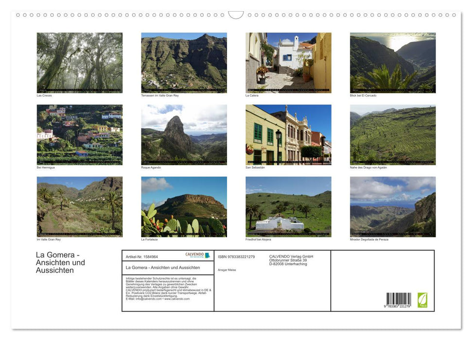 La Gomera - Vues et perspectives (Calendrier mural CALVENDO 2024) 