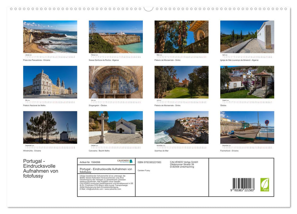 Portugal - Eindrucksvolle Aufnahmen von fotofussy (CALVENDO Premium Wandkalender 2024)