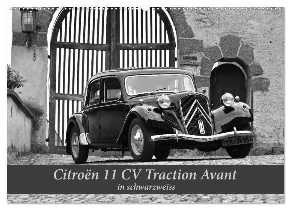 Citroën 11 CV Traction Avant en noir et blanc (calendrier mural CALVENDO 2024) 