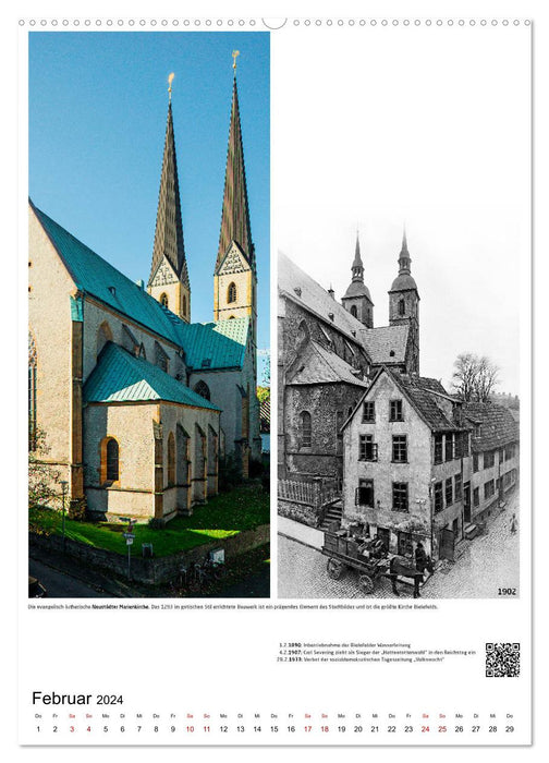 Bielefelder Fotomotive heute und damals mit historischen Ereignissen (CALVENDO Premium Wandkalender 2024)