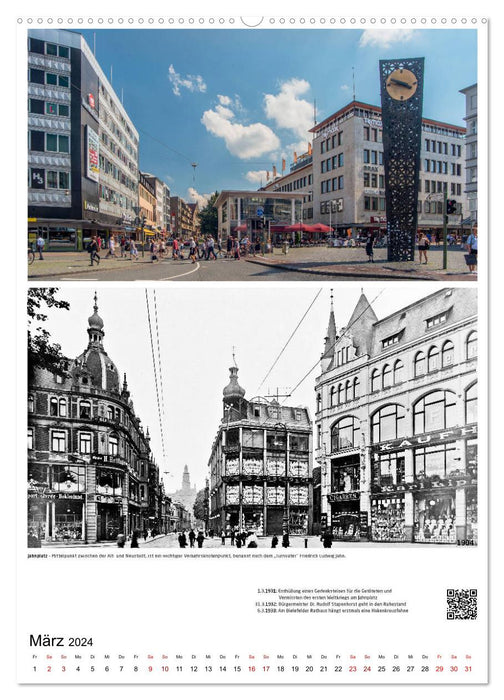 Bielefelder Fotomotive heute und damals mit historischen Ereignissen (CALVENDO Premium Wandkalender 2024)