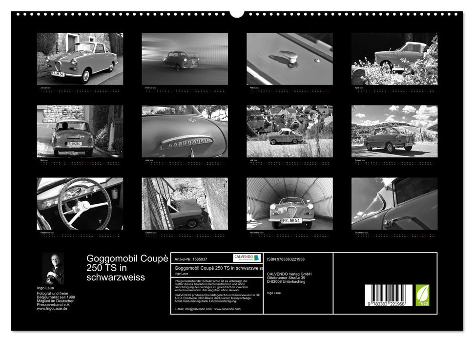 Goggomobil Coupè 250 TS en noir et blanc (Calendrier mural CALVENDO Premium 2024) 