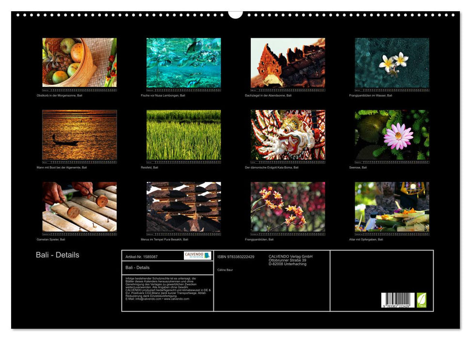 Bali - Details (CALVENDO Wandkalender 2024)