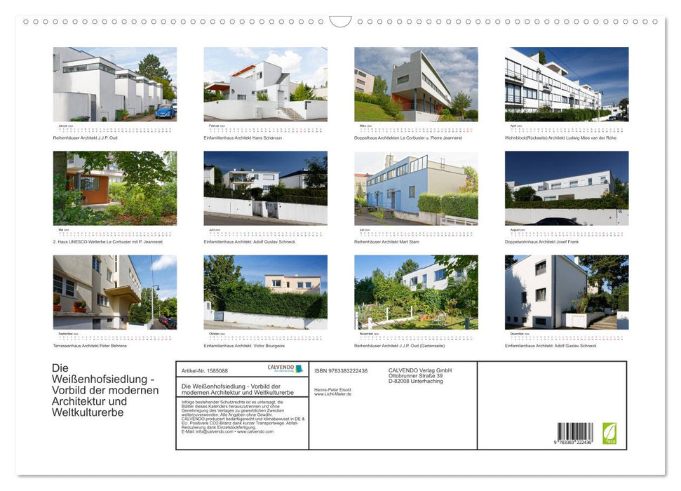 Die Weißenhofsiedlung - Vorbild der modernen Architektur und Weltkulturerbe (CALVENDO Wandkalender 2024)