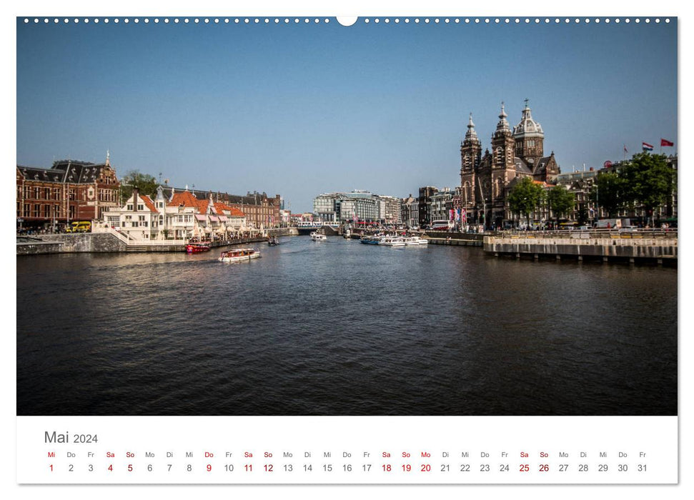 Amsterdam - voies navigables et canaux (calendrier mural CALVENDO 2024) 