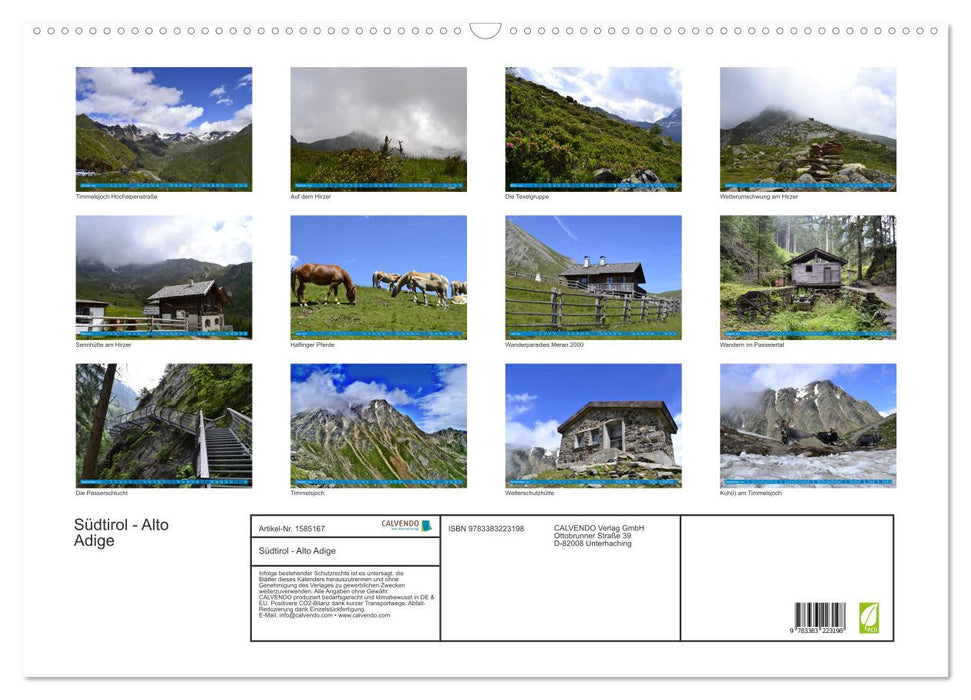 Tyrol du Sud - Haut Adige ...donne envie d'aller à la montagne (Calendrier mural CALVENDO 2024) 