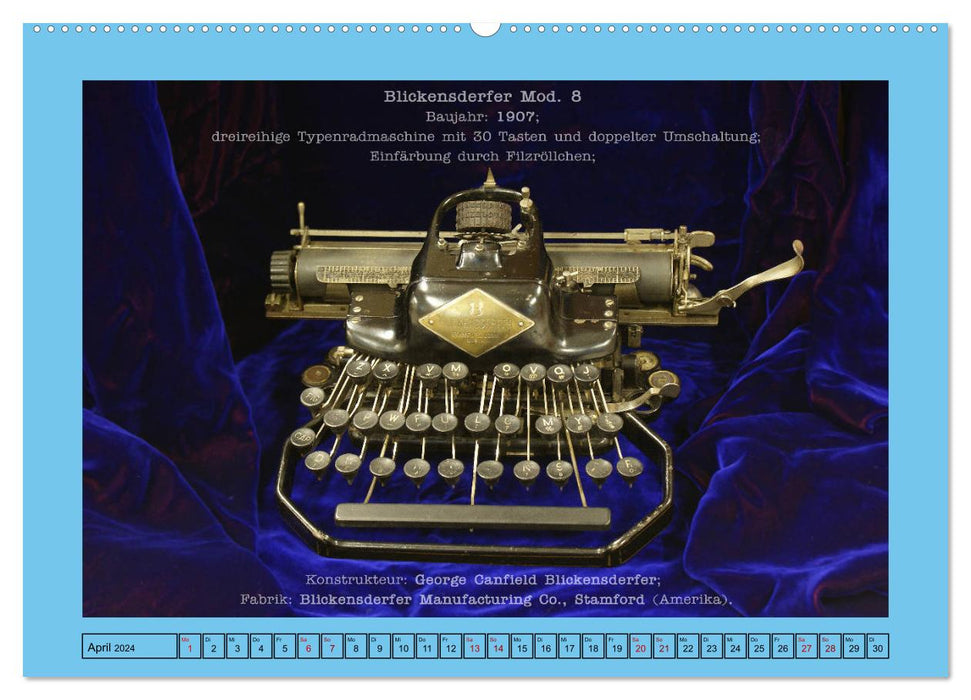 Schreibmaschinen um 1900 (CALVENDO Wandkalender 2024)