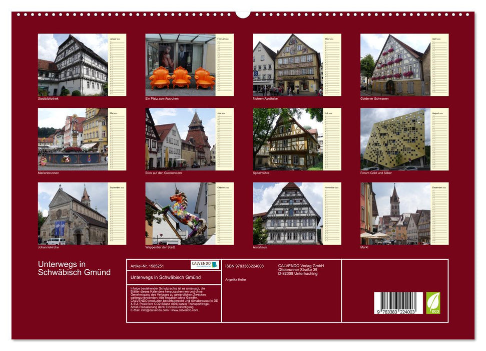 Unterwegs in Schwäbisch Gmünd (CALVENDO Premium Wandkalender 2024)