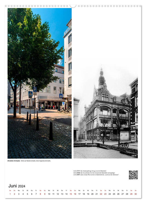 Bielefelder Fotomotive heute und damals mit historischen Ereignissen (CALVENDO Wandkalender 2024)