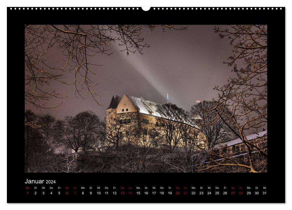 Nuremberg - La vieille ville la nuit (Calendrier mural CALVENDO 2024) 