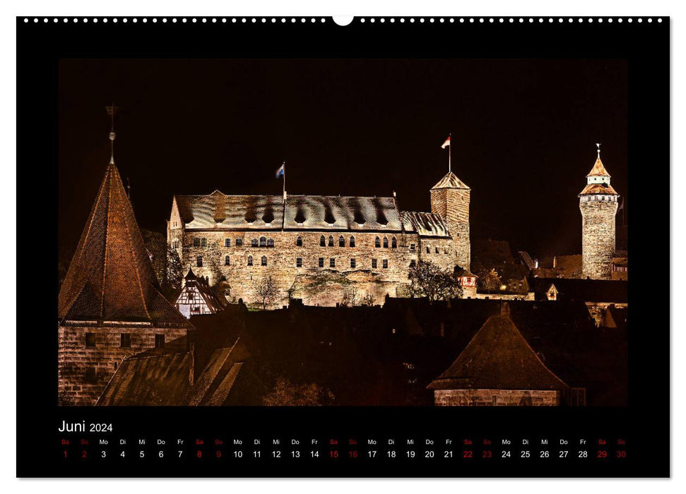 Nürnberg - Die Altstadt bei Nacht (CALVENDO Wandkalender 2024)