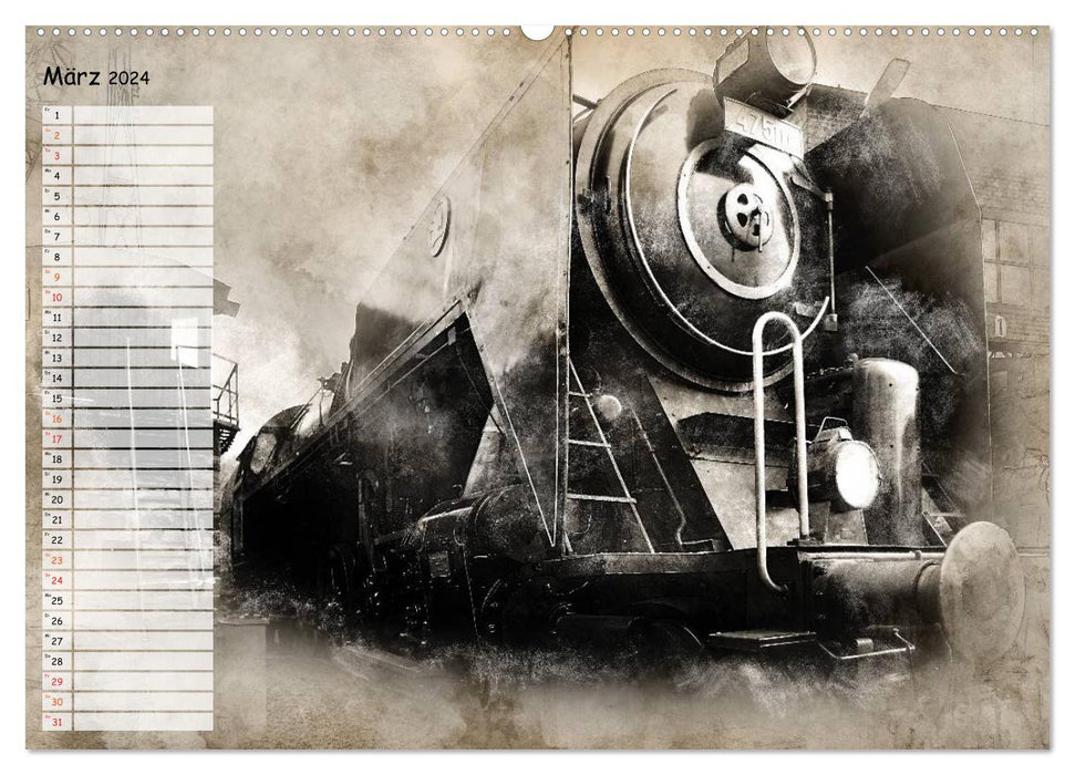 Impressions de locomotives à vapeur (calendrier mural CALVENDO Premium 2024) 