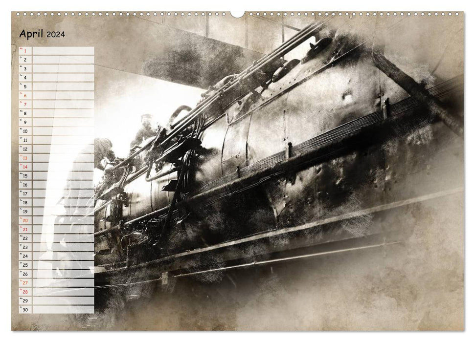 Impressions de locomotives à vapeur (calendrier mural CALVENDO Premium 2024) 