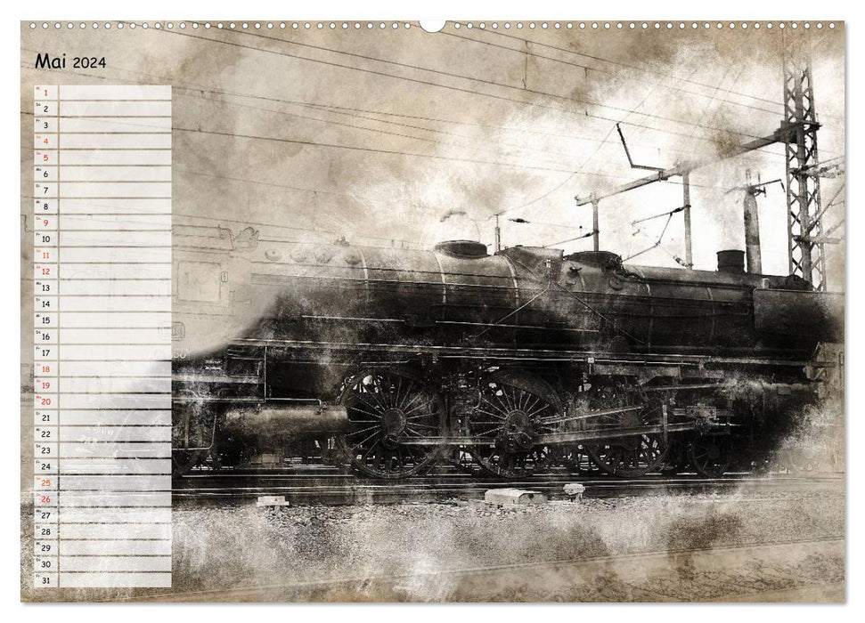 Impressions de locomotives à vapeur (calendrier mural CALVENDO Premium 2024) 