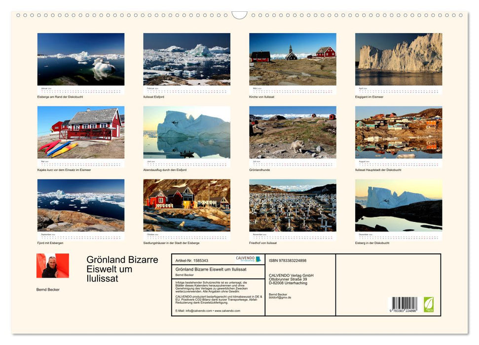 Groenland Bizarre monde de glace autour d'Ilulissat (calendrier mural CALVENDO 2024) 