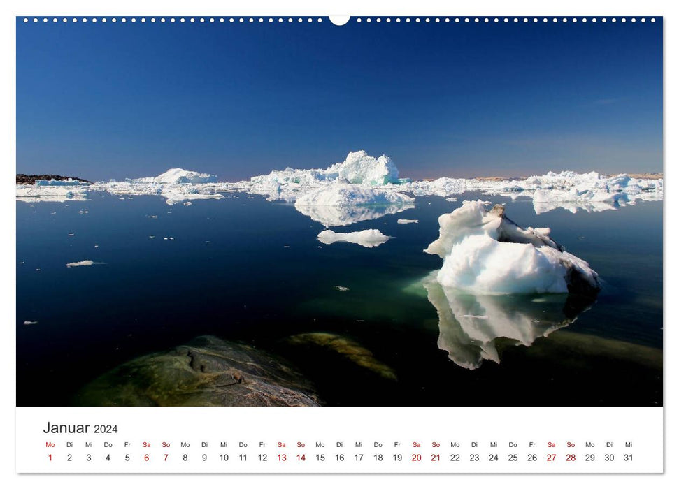 Groenland Bizarre monde de glace autour d'Ilulissat (calendrier mural CALVENDO 2024) 