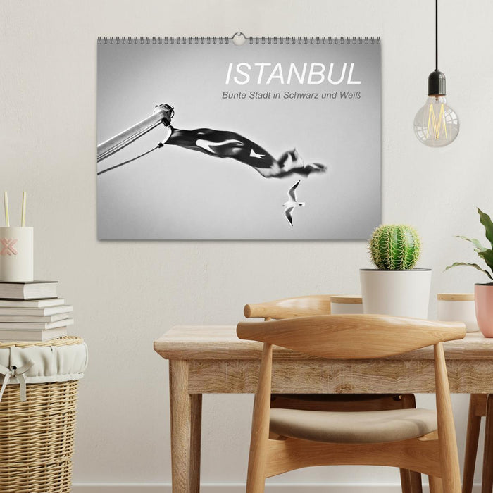 Istanbul - Ville colorée en noir et blanc (Calendrier mural CALVENDO 2024) 