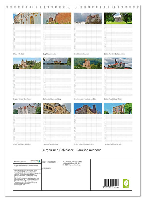 Castles and palaces - family calendar (CALVENDO wall calendar 2024) 