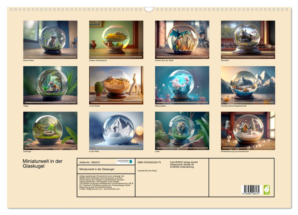 Monde miniature dans la boule de verre (Calendrier mural CALVENDO 2024) 