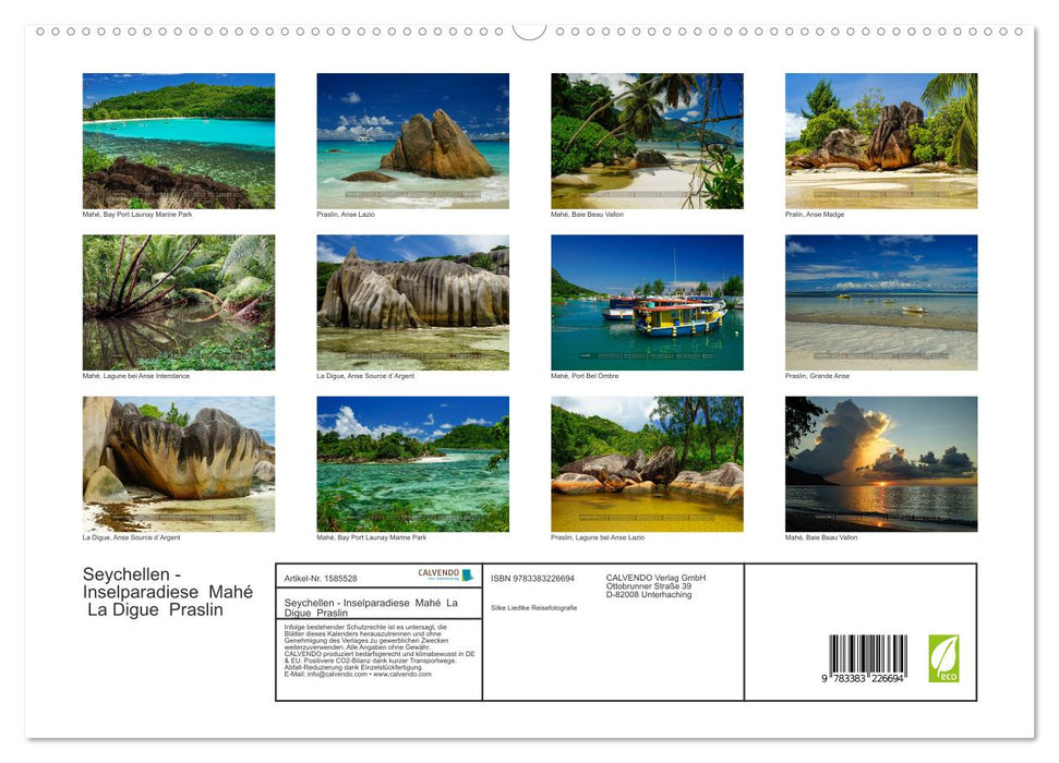 Seychellen - Inselparadiese Mahé La Digue Praslin (CALVENDO Premium Wandkalender 2024)