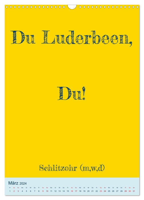 Calendrier dialectal humoristique Saxe (calendrier mural CALVENDO 2024) 