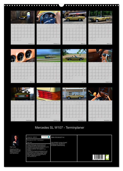 Mercedes SL W107 - planificateur de rendez-vous (calendrier mural CALVENDO 2024) 