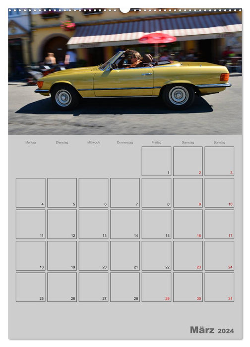 Mercedes SL W107 - planificateur de rendez-vous (calendrier mural CALVENDO 2024) 