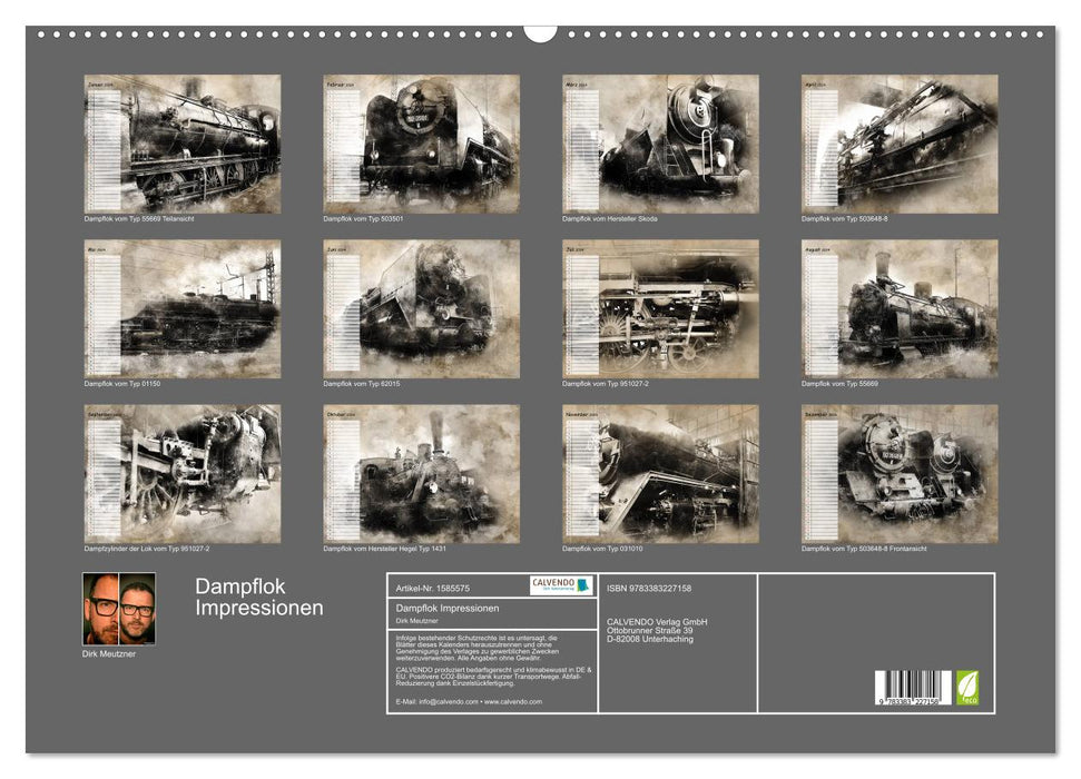 Steam locomotive impressions (CALVENDO wall calendar 2024) 