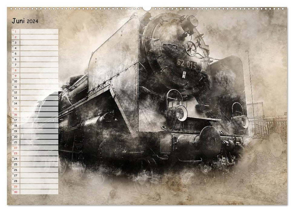 Impressions de locomotives à vapeur (calendrier mural CALVENDO 2024) 