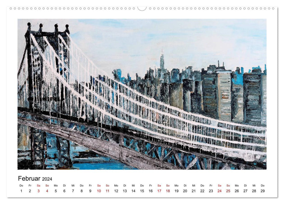 Vues de la ville de New York en peinture abstraite (Calvendo Premium Wall Calendar 2024) 