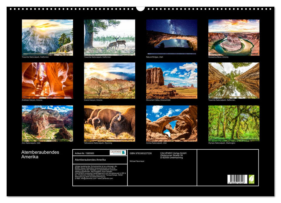 Breathtaking America - The most beautiful national parks in the western USA (CALVENDO wall calendar 2024) 