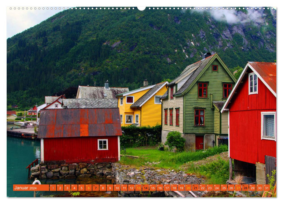 Fjærland - La ville du livre de Norvège (Calvendo Premium Wall Calendar 2024) 