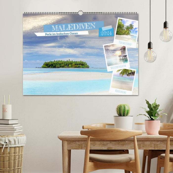 Maldives, perle de l'océan Indien (Calendrier mural CALVENDO 2024) 